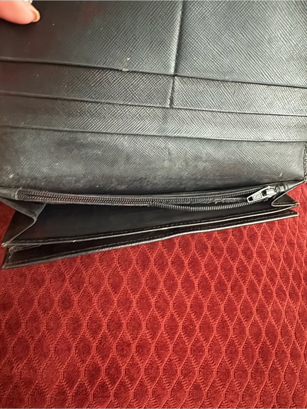 Authentic Prada Black Saffiano Leather Wallet with unbranded Silver Chain